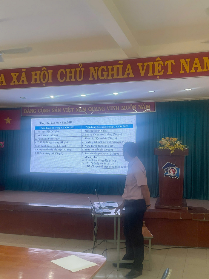 NGÀY 14/8/2025 KHOA ĐIỆN-ĐIỆN TỬ BÁO CÁO ĐIỀU CHỈNH CHƯƠNG TRÌNH ĐÀO TẠO NGHỀ ĐIỆN CÔNG NGHIỆP, ĐIỆN TỬ CÔNG NGHIỆP VÀ NGHỀ KỸ THUẬT SỬA CHỮA LẮP RÁP MÁY TÍNH