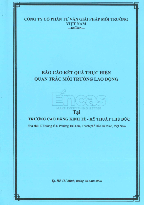 Báo cáo kêt quả Quan trắc môi trường năm 2026